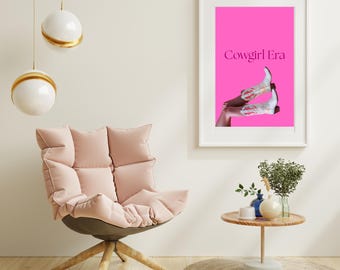 Pink Cowgirl Boots Art Print | Modern Western Wall Decor