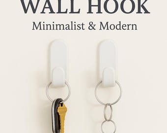 Minimalist Wall Hooks - Adhesive Key Holder for Entryway, Kitchen, Bathroom (Set of 4)
