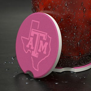 Car Coaster Set, Drink Holder, Cup Holder Coasters, Pink A&M Design, Stone Car Accessories, Vehicle Decor