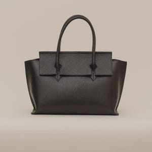 Sac de travail en cuir noir - Peut contenir un ordinateur portable de 13 pouces - Sac fourre-tout structuré pour femmes avec poignées sur le dessus - Sac à main Nina