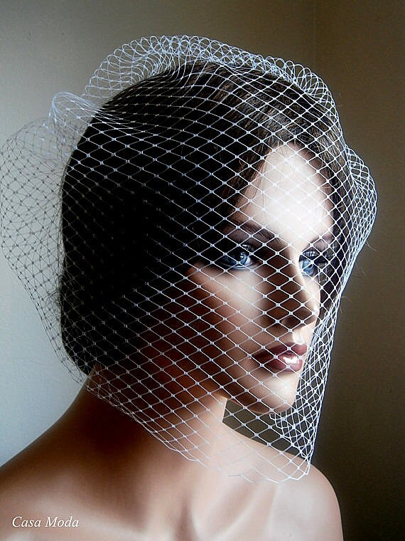 Items similar to Full Birdcage Veil White Wedding Veil in White Color