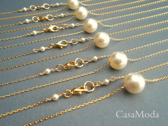 Floating pearl necklace gold chain Clearance