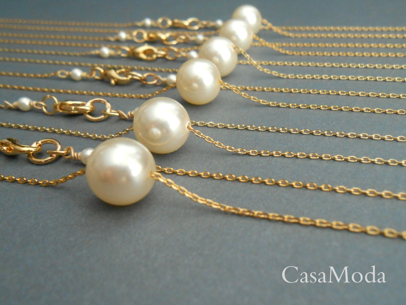 Single pearl necklace gold pearl necklace bridesmaids gift | Etsy