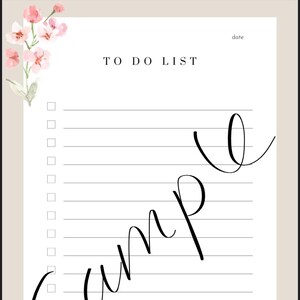 Printable to do list - digital print