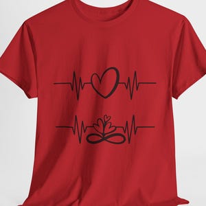 Heartbeat Love Graphic Tee, Unisex Cotton Shirt, Valentine&#39;s Day Gift, Casual Wear, Heartbeat Design T-Shirt, Gift for Him/Her