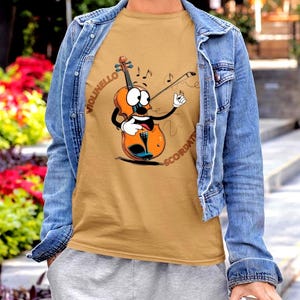 Camiseta divertida de violín con dibujos animados, camiseta de violonchelo y scordatello, regalo para amantes de la música, camiseta de orquesta kawaii, Brain Rot Italy