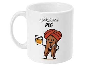 Patiala Peg Mug – Funny Punjabi Mug – Desi Drinking Mug – Diljit Dosanjh Song Mug – Patiala Peg Joke – South Asian Humour – Desi Mug - Desi