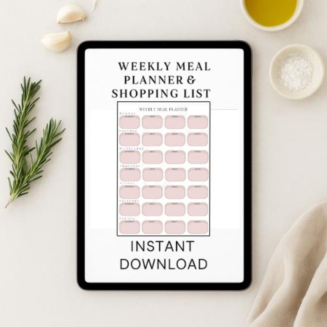 Weekly Meal Planner & Shopping List | Printable PDF | Digital Download ...