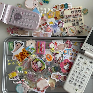 Kawaii Sticker Flakes Set: Japanese Second-Hand Designs