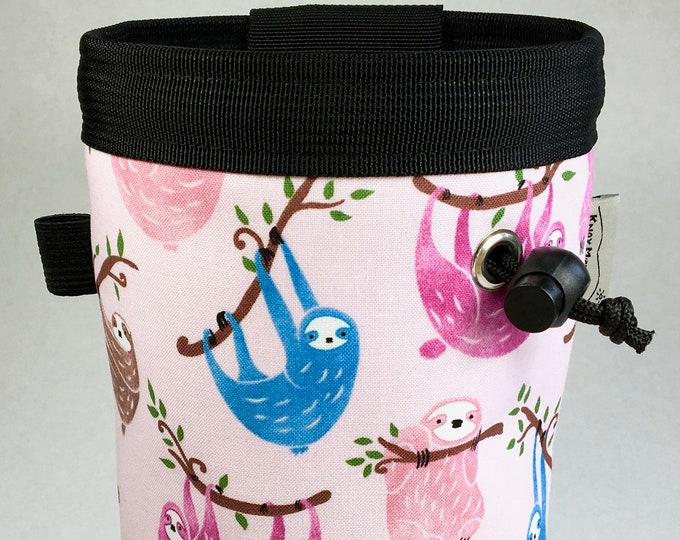Blue and Pink Sloths Chalk Bag for Rock Climbing Etsy