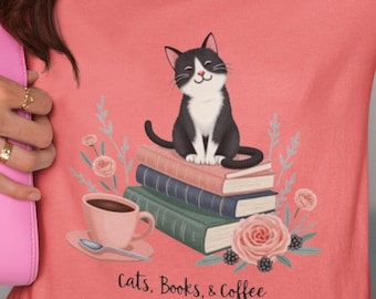 Cozy Cat Reading Coffee PNG | Book Lover Design (Digital Download)
