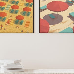 Retro Aerial Beach View Print: Coastal Home Decor (Digital Download)