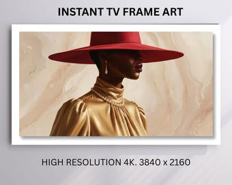Afrocentric Portrait ,Frame TV Art,Afrocentric Woman , Black woman ,Hat Portrait art,4K Display (Digital Download)