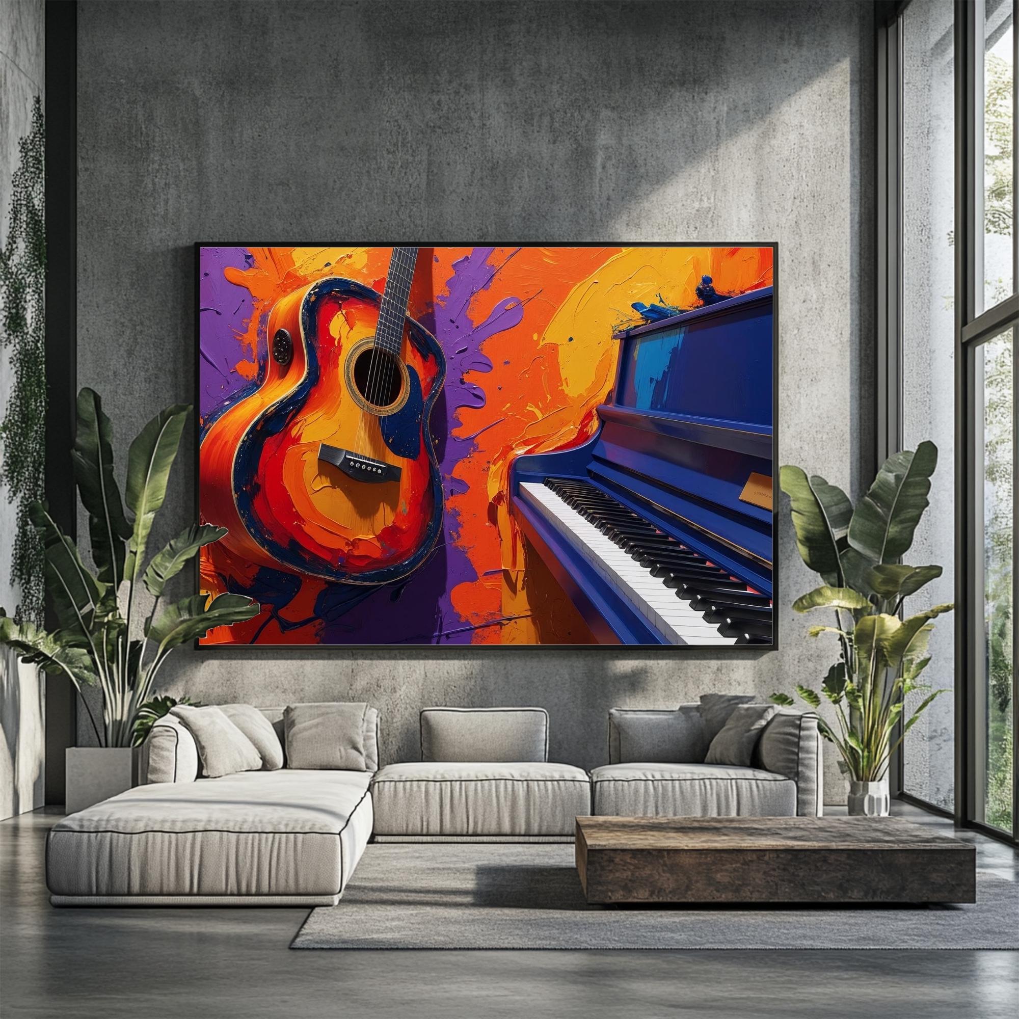 Guitar & Piano TV Frame Art: Vibrant Music Decor (digital Download