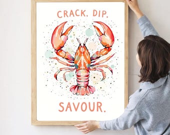 Vintage Lobster Print: Trendy Seafood Kitchen Decor (Digital Download