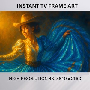 Marco de TV con bailarina folklórica mexicana, arte colorido con vestimenta tradicional para Samsung Frame TV