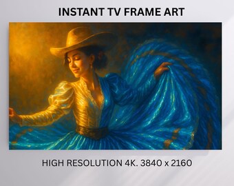 メキシコのフォルクロリコダンサーのテレビフレームアート、Samsungフレームテレビ用のカラフルな伝統衣装アート