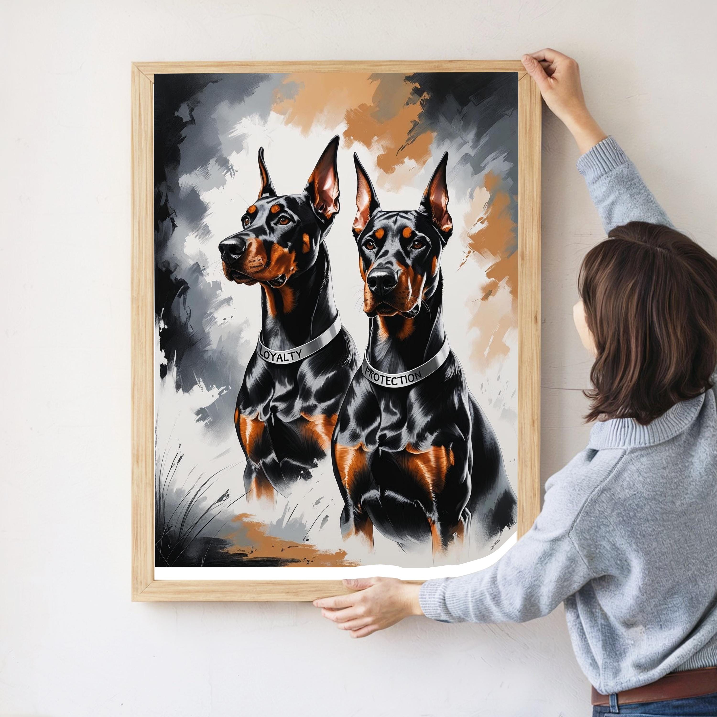 ドーベルマン犬のアート シックなドーベルマンのアートプリント：犬
