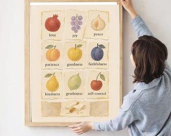 Arte mural de los Frutos del Espíritu, Decoración cristiana de los Frutos del Espíritu Santo, Escritura bíblica sobre el amor, la alegría y la paz