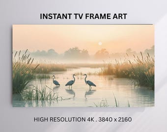 Heron TV Art: Dipinto di paesaggio costiero d'epoca (download digitale)