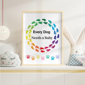 Dog and Baby Nursery Print: Animal Theme Wall Art (Digital Download