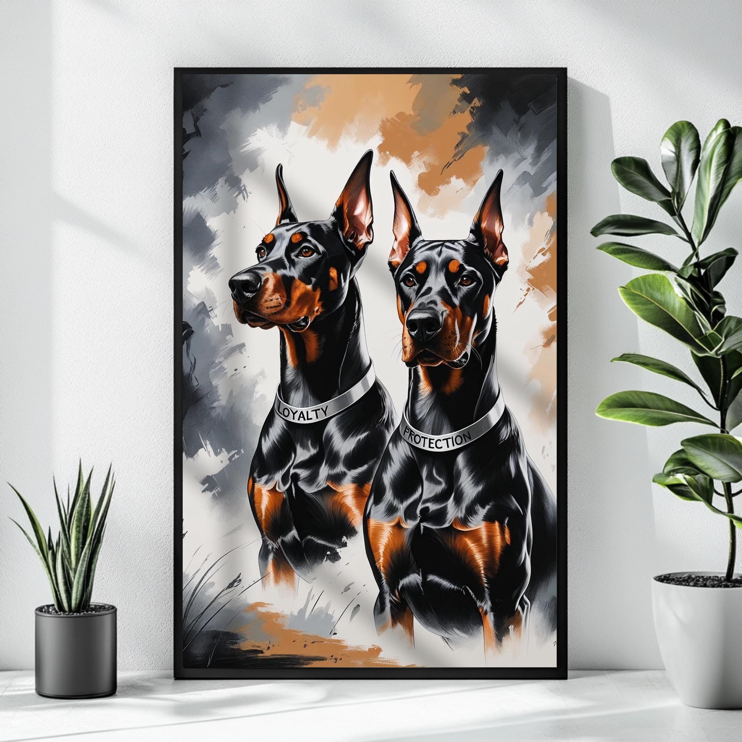 ドーベルマン犬のアート シックなドーベルマンのアートプリント：犬