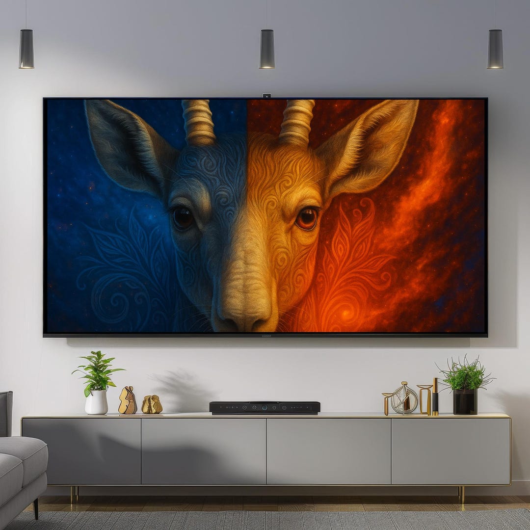 Fire and Ice Okapi Portrait: Samsung Frame TV Art (digital Download 4K ...