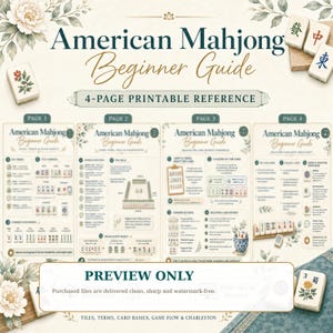 American Mahjong Table Guide | Beginner Rules PDF Download, Printable Mahjong, How To Play Mahjong Tile-by-Tile Quick Start & Strategy Ref