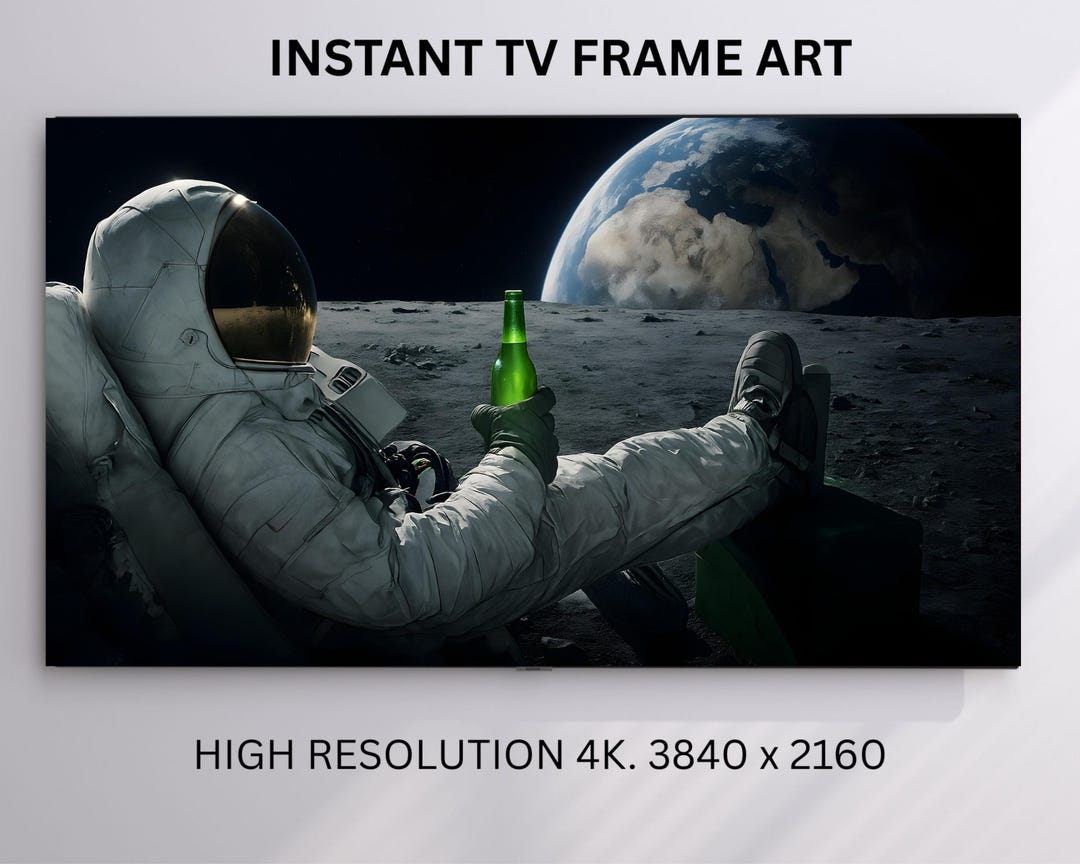 Astronaut on Moon TV Art – Space Beer Break 4K Digital Art for Frame TV ...
