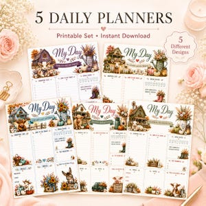 Mahjong planner, printable farmhouse note taking planner, autumn US letter planner set of 5, Mahjong lover gift, stylish executive planner