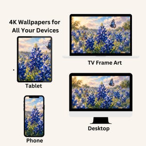Texas Bluebonnet TV Frame Art Desktop Wallpaper 4K Tablet Phone Multi Device Bundle