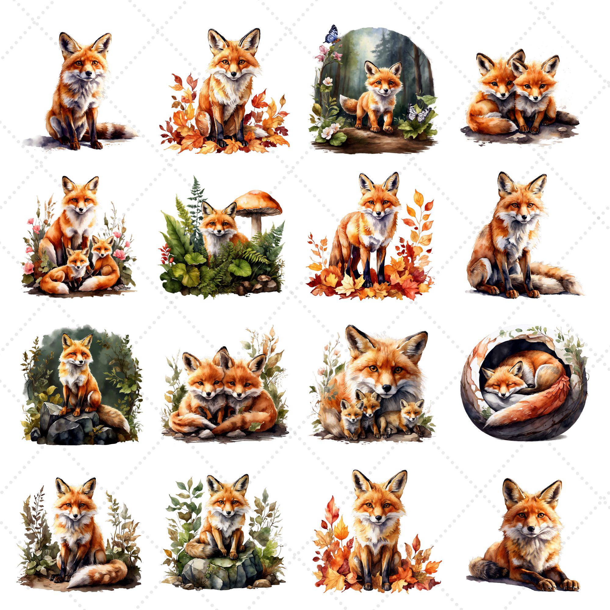 Rustic Fox Image Watercolor Fox Clipart PNG – Rustic Woodland Nursery Art (digital ...