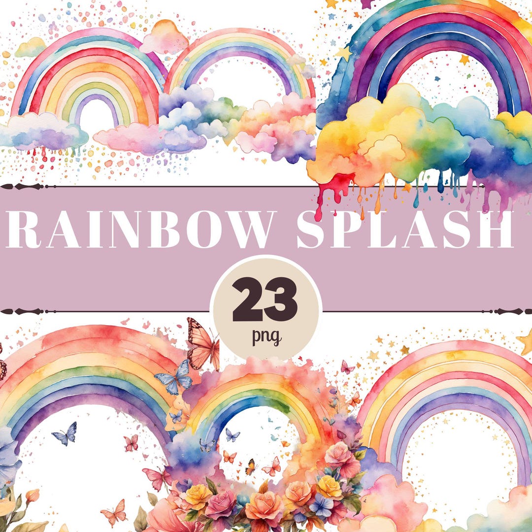 Watercolor Rainbow Clipart – Pastel Nursery PNG Bundle (23 Files) - Etsy