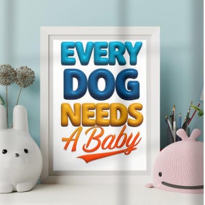 Dog and Baby Nursery Print: Animal Theme Wall Art (Digital Download