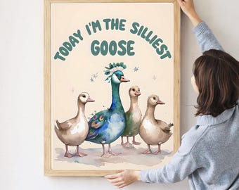 Lámina infantil del ganso más tonto: Decoración divertida para habitación infantil (Descarga digital)