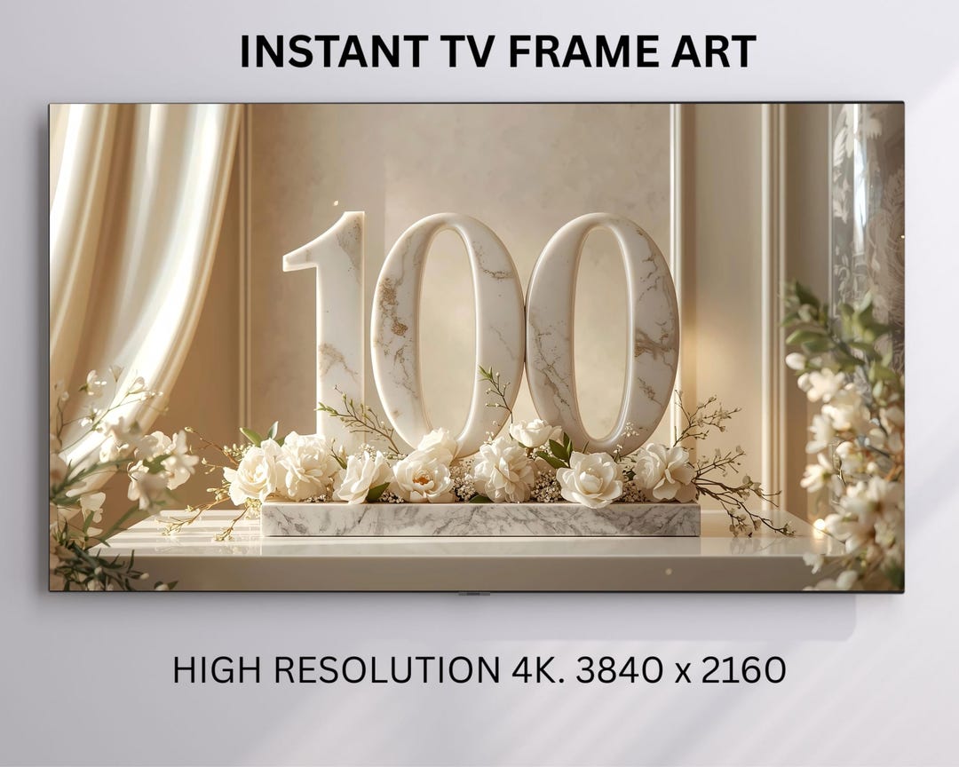 Happy 100th Birthday, TV Frame Art: Marble Sculpture Art Deco Display ...