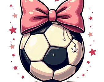 Soccer Ball Pink Bow PNG, Coquette Sports Clipart, Soccer Ball Shirt Sublimation for Proud Mom, Trendy Sports Design Digital Download