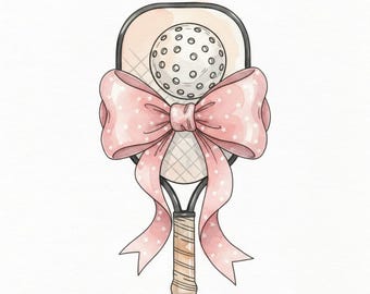 Pickleball Pink Bow PNG, Sublimation Design for Coquette Pickleball Shirt, Proud Pickleball Mom, Trendy Sports Clipart Digital Download