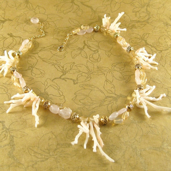 Spring Mermaid coral citrine rose quartz 14k gold image 1