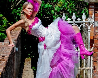 SALE. Alternative pink and ivory wedding dress. UK 8/10