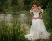 Alternative corset wedding dress with flower detail. Custom MADE TO ORDER/ measure