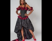 SALE. Alternative black and red wedding dress. UK 8