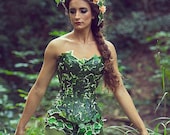 Poison Ivy costume corset/ bodice *SOFT BONING*- Mother nature- cosplay- fancy dress Halloween. Made to measure