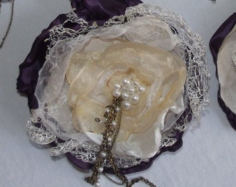 Flower clip- Flower pin- accessory- Handmade to order in colours, textures and sizes of your choice