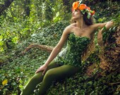 Ex display. Poison Ivy Corset - poison ivy cosplay- poison ivy corset- Halloween costume- Mother nature costume- UK 8-10