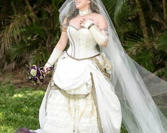 Vestido de novia Steampunk - Vestido de fiesta alternativo - Vestido de novia con corsé - HECHO A PEDIDO
