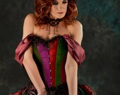 Steampunk Victorian gem colour corset wedding dress / prom with bustle MADE TO ORDER/ measure
