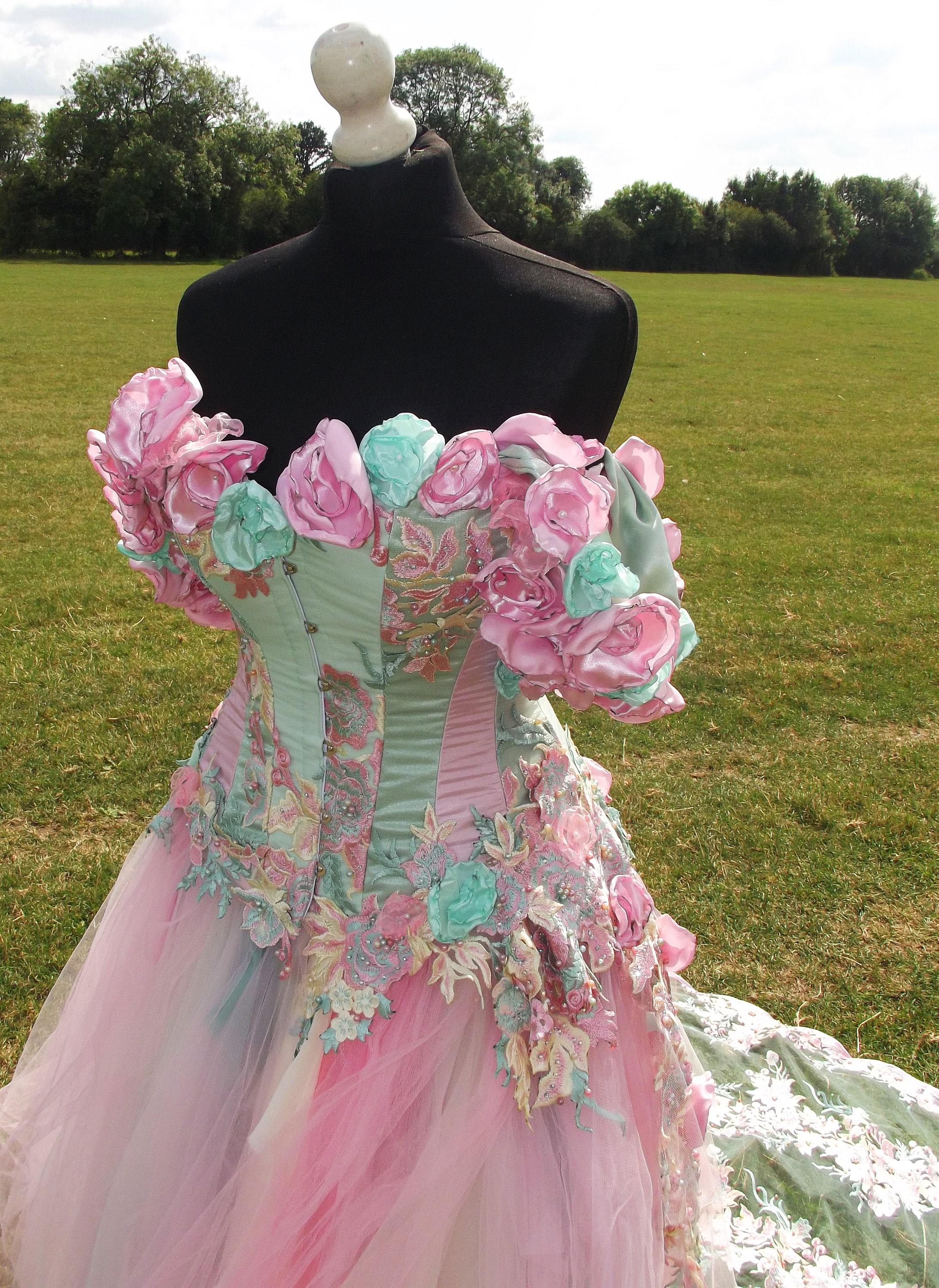 Pastel goth wedding dress- Pastel rainbow wedding dress MADE TO ORDER/ measure