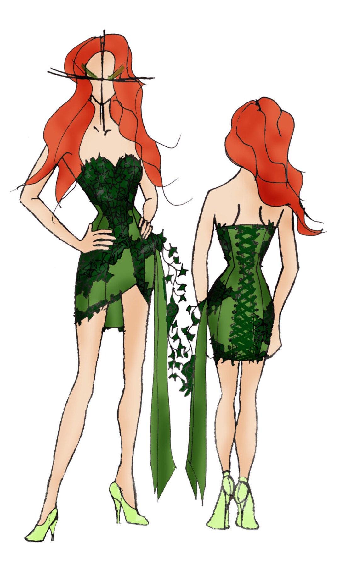 Poison Ivy Costume Corset Dress Kim Kardashian Mother - Etsy
