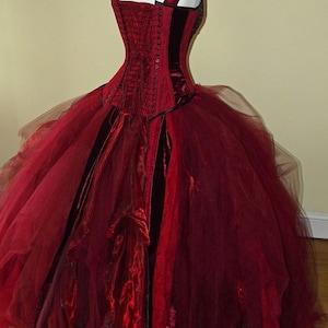 Gothic red wedding dress-  Alternative Size UK 8-10